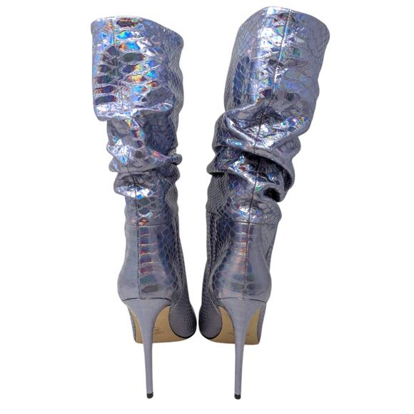 Paris Texas Slouch Boots | Iridescent Holographic Snakeskin | Size EU 40 US 10 - Picture 5 of 7